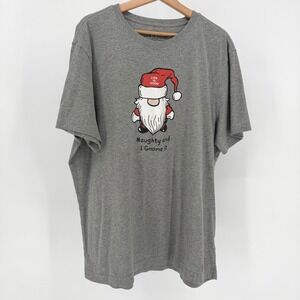 Life‎ Is Good Mens XL Gray T Shirt Naughty and I Gnome It Christmas Graphic Tee